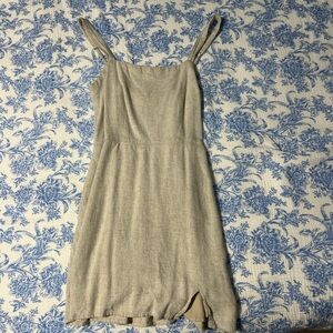 Beige mini dress.